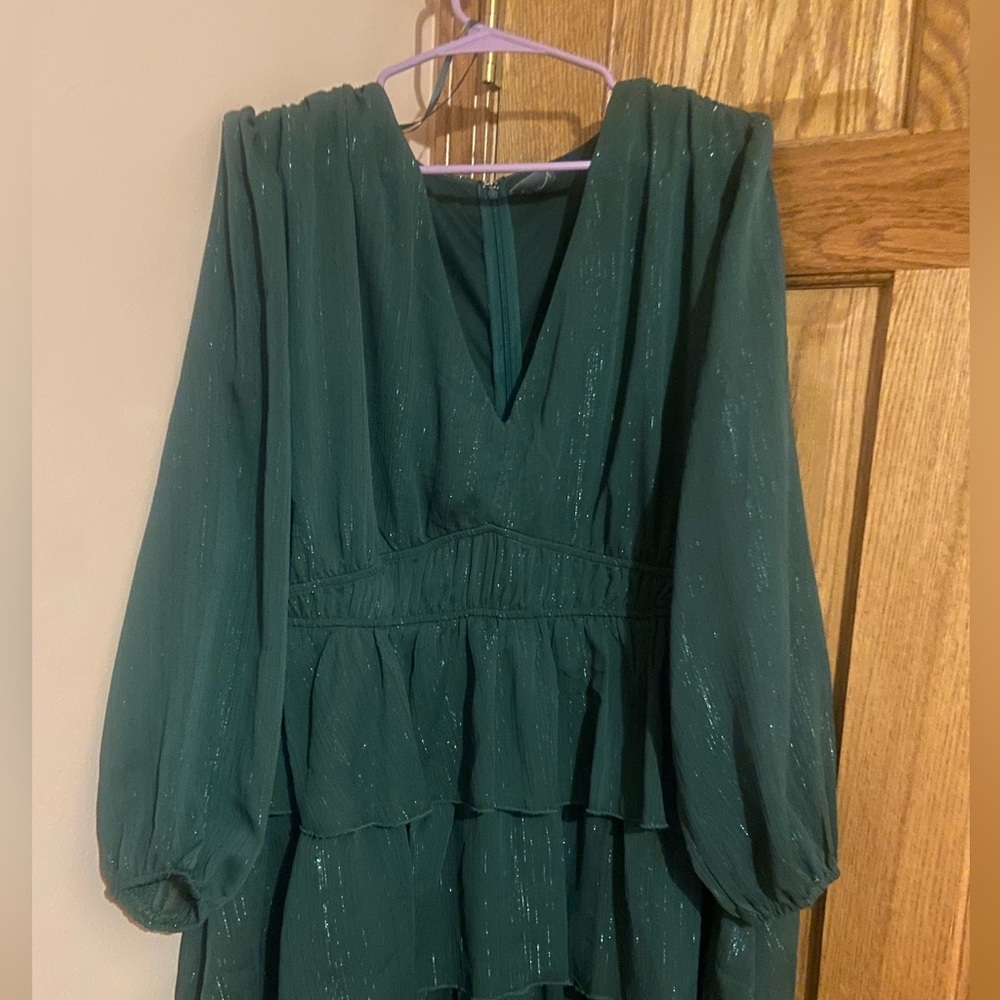 Arula-Elegant Green Dress with Shimmer